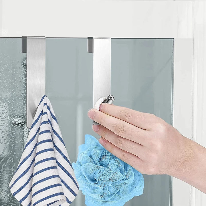 Steel Over Glass Door Towel / S-Shape Bathroom Bathrobe Hanger